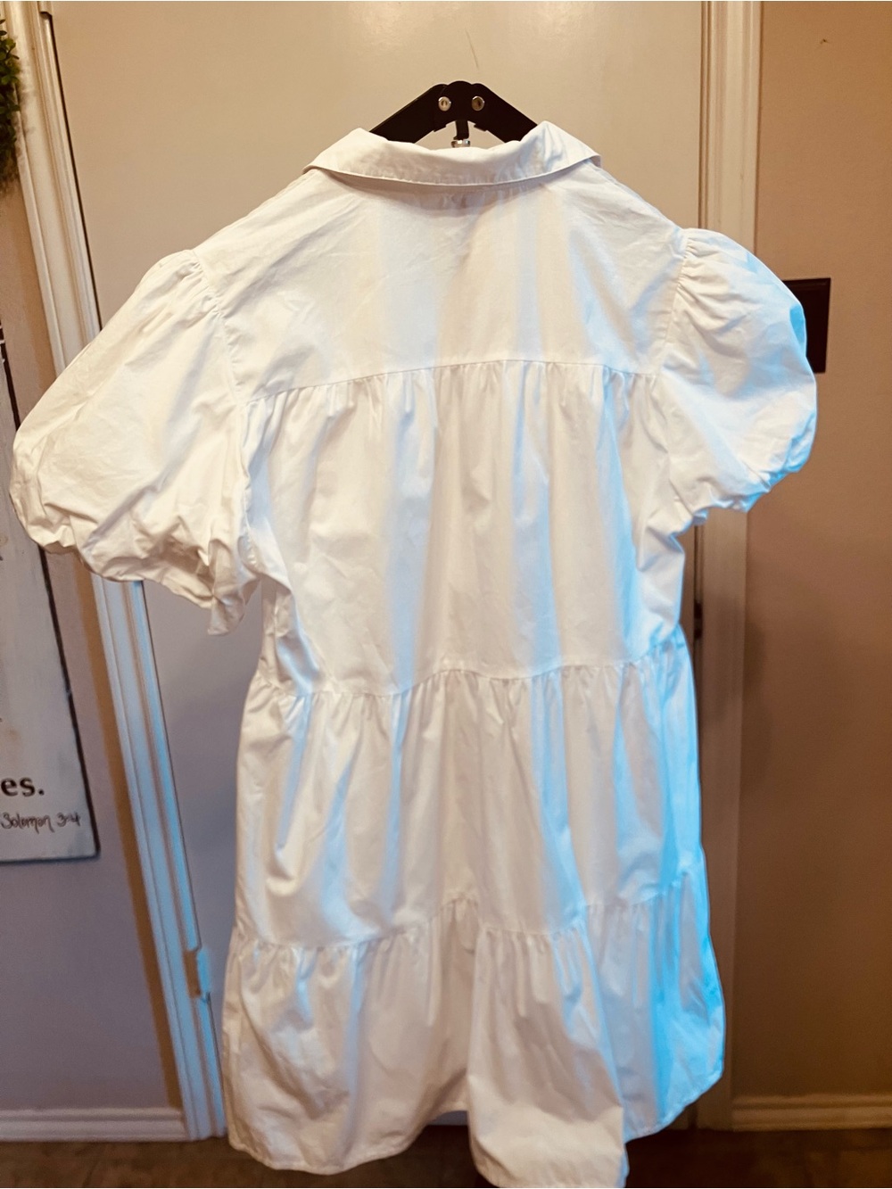 Peach Love White Sequin Football Tiered Babydoll Gameday Shirt Dress - Medium - Picture 9 of 13